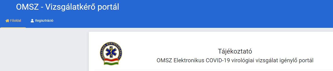 OMSZ Covid Vizsgálatkérő Portál Háziorvosoknak