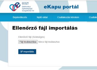 ESZFK figyelmeztető levél: EESZT műszaki csatlakozás befejezése Ellenőrző fájl importálása